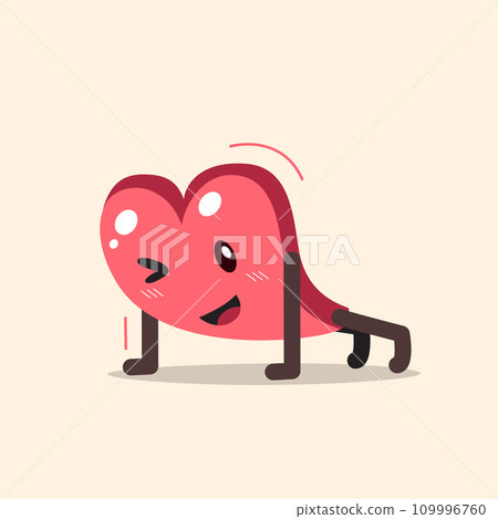 Vector cartoon heart character doing push up 109996760