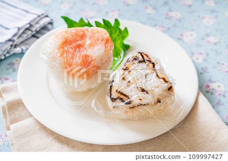 Raw cod and salted kelp rice balls Raw cod and salted kelp rice balls 109997427
