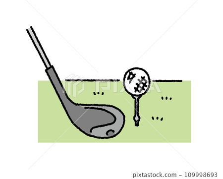 Simple touch golf driver and ball illustration 109998693