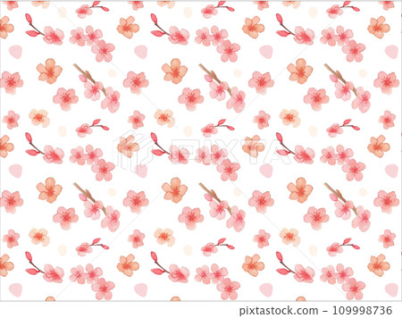 Japanese plum blossom pattern background with soft watercolor touch 109998736