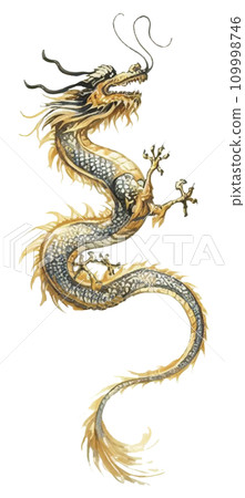 A cool illustration of a rising dragon with a hand-drawn touch A cool illustration of a rising dragon with a hand-drawn touch 109998746