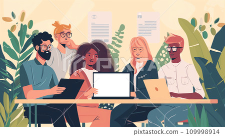 Office laptop, online report, website design feedback or research project Office laptop, online report, website design feedback or research project 109998914