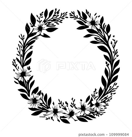 Around frame flower Icon hand draw black colour logo symbol perfect. 109999084