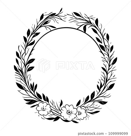 Around frame flower Icon hand draw black colour logo symbol perfect. 109999099