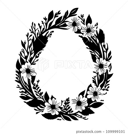 Around frame flower Icon hand draw black colour logo symbol perfect. 109999101