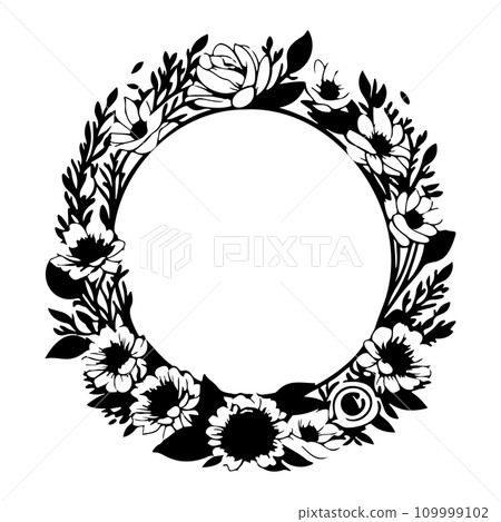 Around frame flower Icon hand draw black colour logo symbol perfect. Around frame flower Icon hand draw black colour logo symbol perfect. 109999102