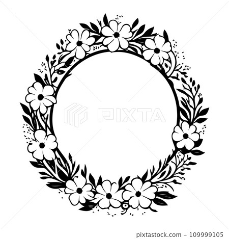 Around frame flower Icon hand draw black colour logo symbol perfect. 109999105