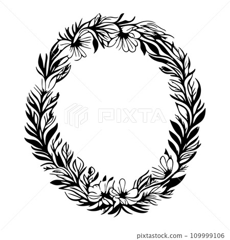 Around frame flower Icon hand draw black colour logo symbol perfect. 109999106