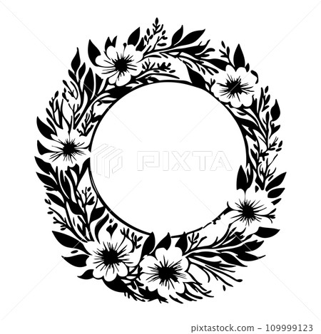Around frame flower Icon hand draw black colour logo symbol perfect. 109999123