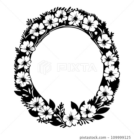 Around frame flower Icon hand draw black colour logo symbol perfect. 109999125