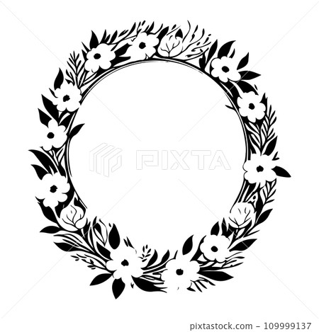 Around frame flower Icon hand draw black colour logo symbol perfect. 109999137
