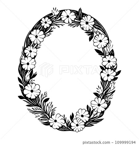 oval frame flower Icon hand draw black colour logo symbol perfect. oval frame flower Icon hand draw black colour logo symbol perfect. 109999194