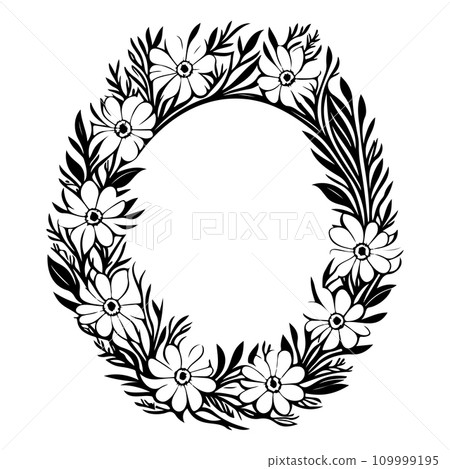 oval frame flower Icon hand draw black colour logo symbol perfect. 109999195