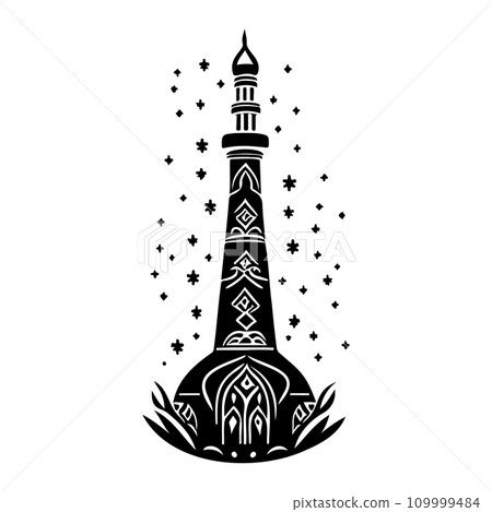 Minaret Icon hand draw black colour ramadhan logo symbol perfect. Minaret Icon hand draw black colour ramadhan logo symbol perfect. 109999484