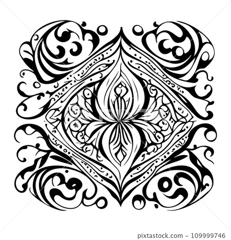 batik pattern ornament design black element illustration  109999746