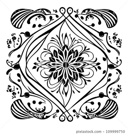 batik pattern ornament design black element illustration  109999750