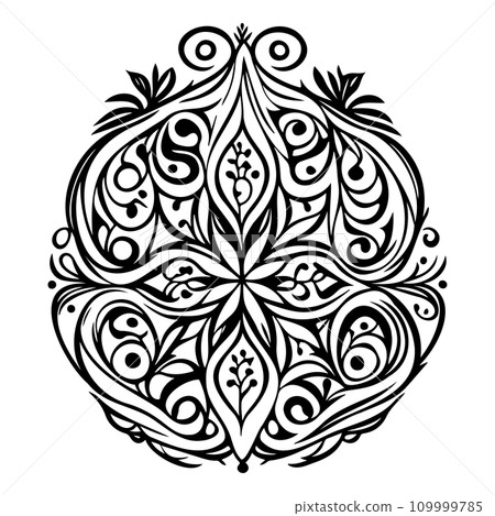 batik pattern ornament design black element illustration  109999785