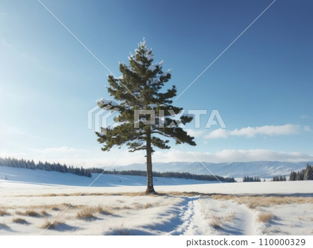 一棵樹矗立在藍天的背景下 一棵樹矗立在藍天的背景下 110000329