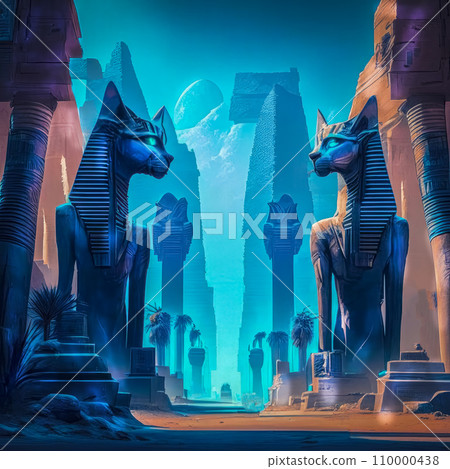 Fantasy ancient civilization of Egypt in neon colors 110000438