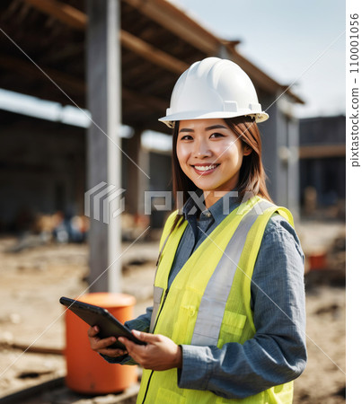 Woman working in a factory facility 110001056