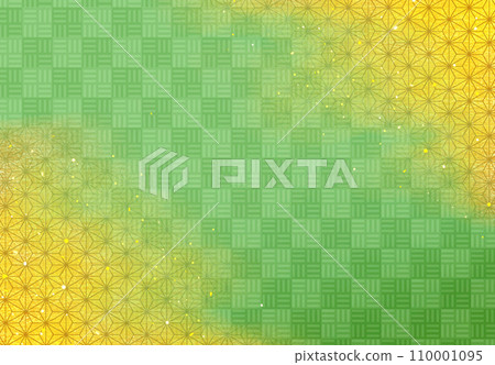 Japanese pattern background, checkered pattern and hemp leaves, gold leaf and gold powder 110001095
