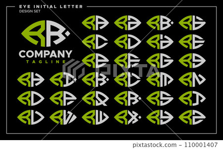 Bundle of line abstract eye or leaf letter R RR logo design 110001407