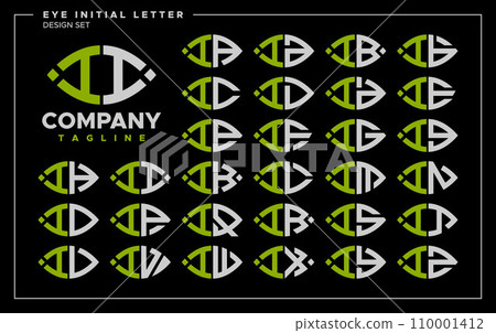Bundle of line abstract eye or leaf letter I II logo design Bundle of line abstract eye or leaf letter I II logo design 110001412