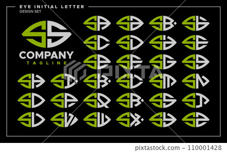 Bundle of line abstract eye or leaf letter S SS logo design 110001428