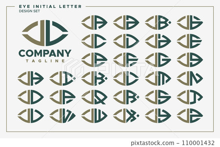 Luxury eye or leaf shape letter J JL logo design set 110001432
