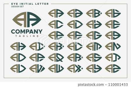 Luxury eye or leaf shape letter A AA logo design set 110001433