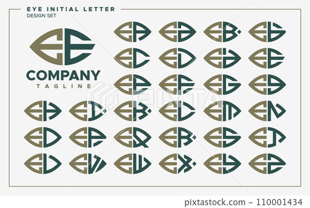 Luxury eye or leaf shape letter E EE logo design set Luxury eye or leaf shape letter E EE logo design set 110001434