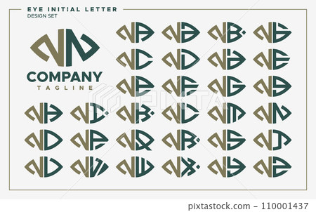 Luxury eye or leaf shape letter N NN logo design set 110001437