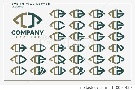 Luxury eye or leaf shape letter T TT logo design set 110001439