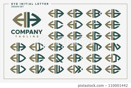 Luxury eye or leaf shape letter H HH logo design set 110001442