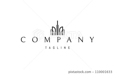 Vector logo with an abstract image of a palace in a linear style. Vector logo with an abstract image of a palace in a linear style. 110001633