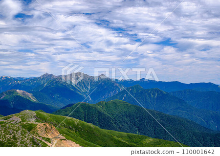 [Summer Mt. Norikura] Mt. Yarigatake and Hotaka mountain range seen from Mt. Norikura_02 110001642