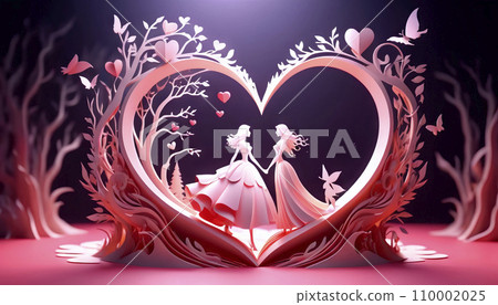 Love between girls, valentine, symbolism and romance of love, February 14, Valentine's Day 110002025