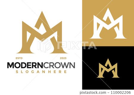 Letter M Modern Crown Logo design vector symbol... - Stock Illustration ...