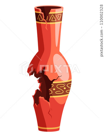 Archeology icon. Ancient artifact, graphic element of antiquity for mobile game, amphora object. Greek or egypt archaeology vector illustration 110002328