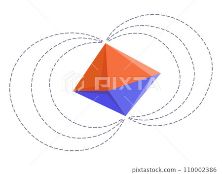 Magnetic force and electromagnetic field. Polar magnet scheme. Educational magnetism physics presentation, horseshoe and bar magnet. Cartoon vector illustration. Physics science aid 110002386
