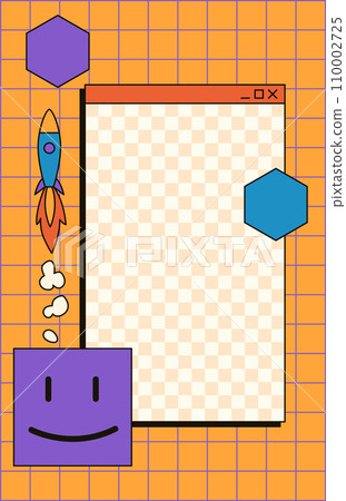 Cute nostalgic 90s retro vaporwave post and story template. Social media stories and posts with old computer aesthetic ui elements vector. Illustration of retro groovy abstract interface 110002725