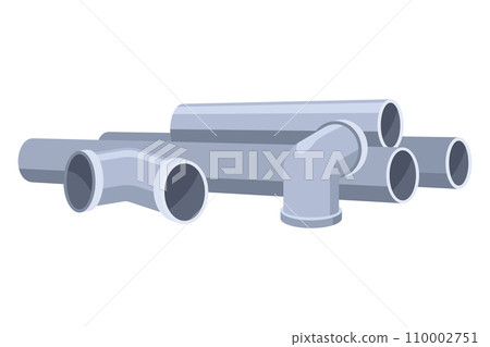 Building material. Pipes stack steel metal isolated or metal pipes industrial. Vector icon 110002751