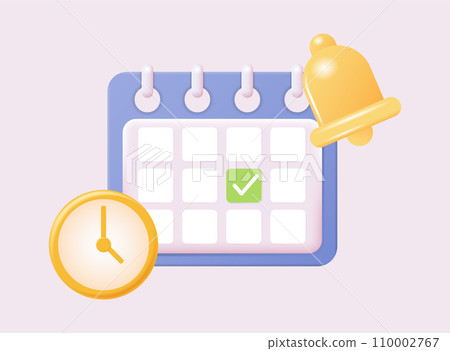 3d calendar icon. Daily schedule planner. Calendar events plan, work planning concept. 3d cartoon simple vector illustration 3d calendar icon. Daily schedule planner. Calendar events plan, work planning concept. 3d cartoon simple vector illustration 110002767