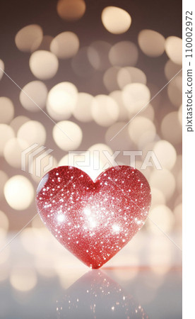 Sparkling red heart and golden background AI image Sparkling red heart and golden background AI image 110002972