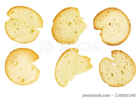 Set crackers bruschetta with spices isolated on white background, top view. 110003140