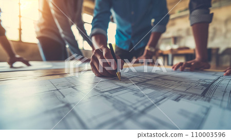 Teamwork and Collaboration in Modern Office Meeting 110003596