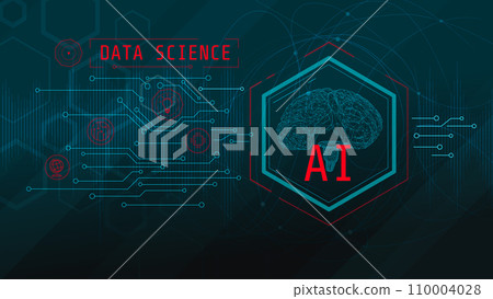 Virtual infographic with digital human brain. Virtual infographic with digital human brain. 110004028