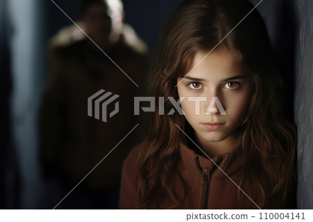 Young girl is a victim of kidnapping and is searching desperately for help. Young girl is a victim of kidnapping and is searching desperately for help. 110004141