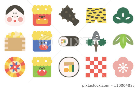 Cute Setsubun illustration icon set (borderless color) Cute Setsubun illustration icon set (borderless color) 110004853