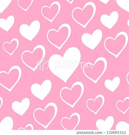 White Love Heart shape in baby pink color background. Seamless pattern design template 110005322